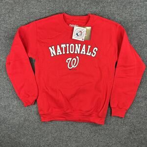 NWT Washington Nationals Stitches Red Crewneck Sweatshirt MLB Logo Men's Size S